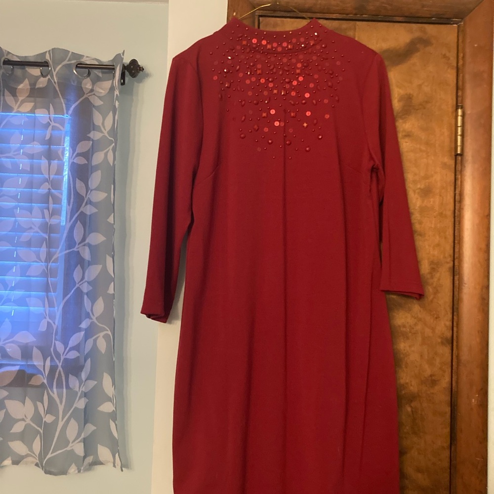Elegant Red Dress with Embellishments